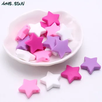 MHS.SAULĖ Kramtyti silikono granulių žvaigždės formos yra maisto klasės, teether karoliukai kūdikių karoliai slaugos papuošalai 24mm 30pcs BPA free