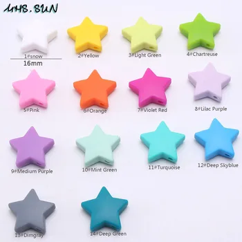 MHS.SAULĖ Kramtyti silikono granulių žvaigždės formos yra maisto klasės, teether karoliukai kūdikių karoliai slaugos papuošalai 24mm 30pcs BPA free
