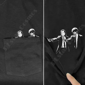 Michael Myers Kišenėje Tee T Shirts vasaros atspausdintas t-shirt vyrams, moterims viršūnės juodos medvilnės juokinga Halloween Trumpas rankovės
