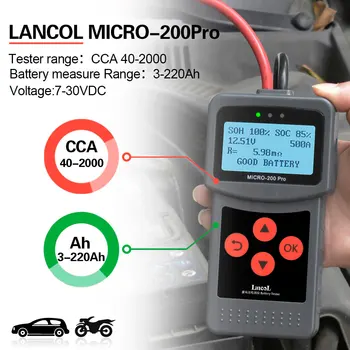 Micro 200 Pro Skaitmeninis Akumuliatoriaus Testeris 12v 24v VAS EFB Gelio Automobilių Apkrovos Baterijų Sistemos Analizatorius Įkrovimo Diagnostikos