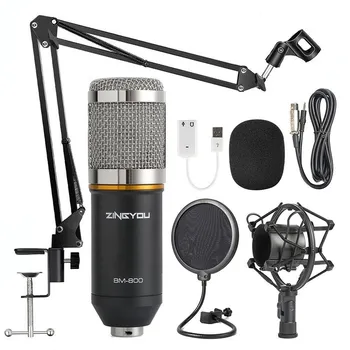 Microfono bm 800 Studija Mikrofonas Rinkiniai bm800 Kondensatoriaus Mikrofonas Pluoštas Stovėti bm-800 Karaoke Mic Filtras Phantom Power