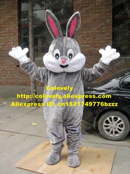 Mielas Pilka Easter Bunny Rabbit Jackrabbit Kiškis Lepus Talismanas Kostiumas Mascotte Su Ilgomis Ausimis Laimingas Veidas Suaugusiųjų Nr. 212 Nemokama Laivas