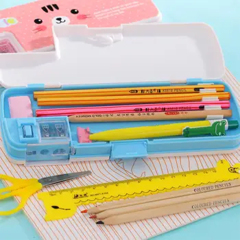 Mielas simbolių plastiko reikmenys dėžutės Pieštukų drožtukas dvigubas daugiafunkcinis pieštuko atveju Korėja kūrybos studentų pieštuku krepšys