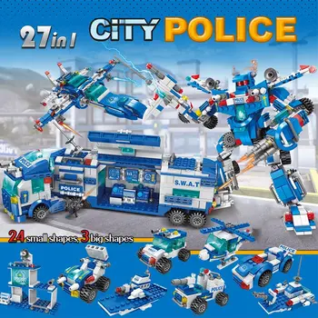 Miesto Policijos Nuovada Automobilių Būstinės Pastato Blokus įrangos pardavimas, biuro įrangos Sunkvežimių SWAT WW2 Karinės Plytų Žaislai Vaikams, Vaikai
