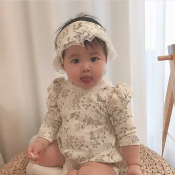MILANCEL 2020 m. nauja baby mergaičių drabužius korėjos naujagimių drabužiai gėlių bodysuit ir galvos accerssories kūdikių bodysuit rinkinys