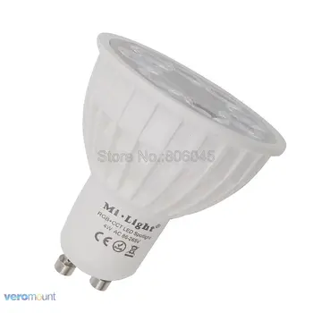 MiLight Pritemdomi LED Lemputė 4W GU10 RGB+BMT (2700-6500K), Smart WiFi LED Prožektorius FUT103 2.4 G RF Nuotolinio Valdymo pultu