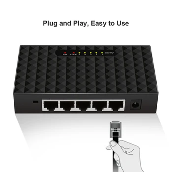 Mini 5-Port Gigabit Switch 10/100/1000 Mbps Fast Ethernet Switch Full-Duplex & Half-Duplex LAN