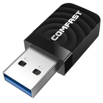 Mini Belaidė Tinklo plokštė USB 3.0 1300Mbps Ethernet, WiFi Dongle Adapterį Imtuvas, 802.11 B/g/n 5.8/2.4 GHz Dual Band