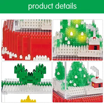 Mini Diamond Blokai LED Linksmų Kalėdų Eglutės Kūrimo Bloką 