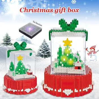 Mini Diamond Blokai LED Linksmų Kalėdų Eglutės Kūrimo Bloką 