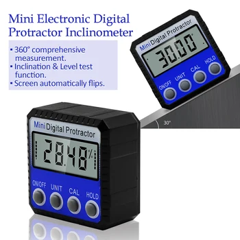 Mini Elektroninis Skaitmeninis Matlankis Inclinometer Su Magnetais Bazė 360° Išsamią Matavimo Tikslumo Lygio Bandymas