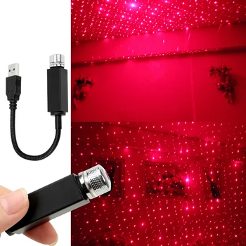 Mini LED Automobilio Stogo Star Naktį Žibintai, Lazerinius Projektorius, Šviesos, Transporto priemonių Vidaus Aplinkos Atmosferą Galaxy Lempos Apdaila USB Powered