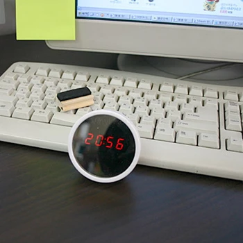 Mini LED Laikrodis-Žadintuvas Nešiojamų Veidrodėliai Skaitmeninis Laikrodis Apskrito Elektroninių Stalo Laikrodžiai su Signalizacijos Makiažo Veidrodėliai Gimtadienio Dovana