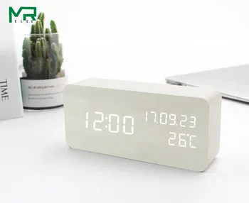 Mini medinis laikrodis, asmeninį balso valdymo,Skaitmeninio modeliavimo laikrodis, Rodyti laiką, datą, ciklas ir temperatūros 150x70x40mm
