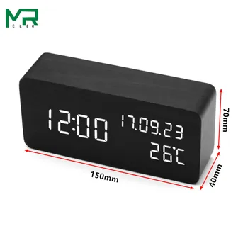 Mini medinis laikrodis, asmeninį balso valdymo,Skaitmeninio modeliavimo laikrodis, Rodyti laiką, datą, ciklas ir temperatūros 150x70x40mm