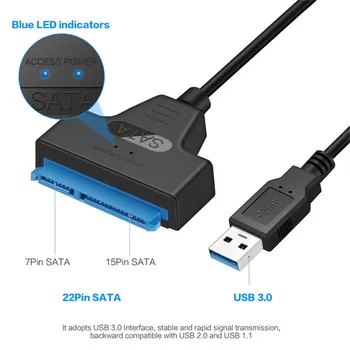 Mini USB 3.0 prie SATA 22 Pin Adapteris, Laidas 2,5 colių HDD SSD Kietasis Diskas SSD Adapteris Jungties Aukštos Kokybės Kaina