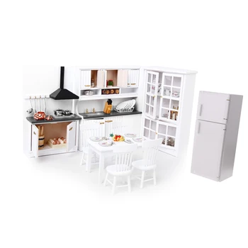 Miniatiūriniai Prabanga Kabineto & Šaldytuvas, Baldai Modelio Rinkinys 1:12 Doll House Virtuvė/ Valgomasis/ svetainė Papuošalai