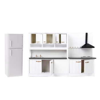 Miniatiūriniai Prabanga Kabineto & Šaldytuvas, Baldai Modelio Rinkinys 1:12 Doll House Virtuvė/ Valgomasis/ svetainė Papuošalai