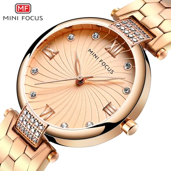 MINIFOCUS Prekės Prabangių drabužių Moterims, Kvarciniai Laikrodžiai Ponios Suknelė Žiūrėti Moterų Laikrodis Rose Gold Reloj Mujer Dames Horloges
