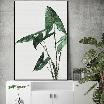 Minimalistinio Stiliaus Žaliųjų Augalų Lapų Drobės Tapybos Abstrakčiai Spausdinti Plakato Nuotrauką Kambarį Home Office Sienos Meno Apdaila