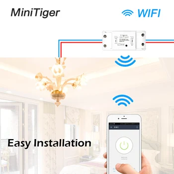 Minitiger Tuya WiFi Smart Šviesos Jungiklis Universalus Jungiklis Laikmatis Gyvenimo APP Belaidis Nuotolinio Valdymo pultas su Alexa 