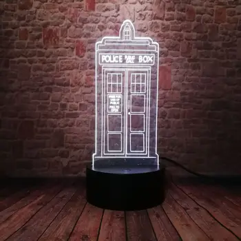 Mirksi 3D Iliuziją, Lempa, LED 7 Spalvinga Pakeisti Stalas naktinė lempa Gydytojas, Kuris Paveikslas Mirksi Policijos Tardis Modelis Žaislai