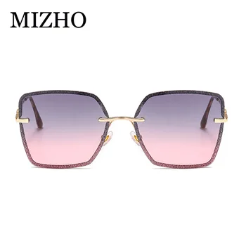 MIZHO 2020 Violetinė Prabangos Prekės ženklo Dizainas Taškus Akiniai nuo saulės Moterims, Negabaritinių Pjovimo Gradientas Aikštėje Derliaus Saulės Akiniai Kristalų