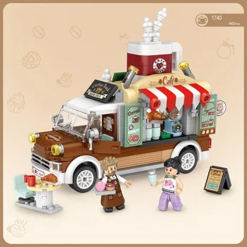 Mobiliojo ryšio tiekėjų transporto priemonės mini bloko Kavos krepšelį sunkvežimio modelis statybinės plytos duomenys surinkti švietimo žaislai vaikams dovanos