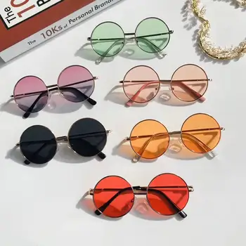 Moda retro redondo óculos de sol feminino óculos de sol lente liga crianças óculos de sol feminino quadro motorista
