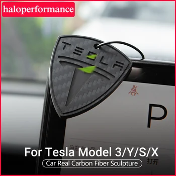 Model3 Tesla Automobilio Nekilnojamojo Anglies Pluošto Skulptūra Raktų Žiedas Klavišą Grandinės Tesla Model 3 Y S X Priedai modelis 3 tesla model tris
