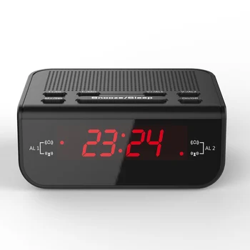 Modernus Dizainas, Kompaktiškas Skaitmeninis Laikrodis-Žadintuvas, FM Radijas su Dual Signalizacijos Sirena Atidėti Miego Funkcija Raudonas LED Ekranas klok