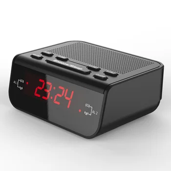 Modernus Dizainas, Kompaktiškas Skaitmeninis Laikrodis-Žadintuvas, FM Radijas su Dual Signalizacijos Sirena Atidėti Miego Funkcija Raudonas LED Ekranas klok