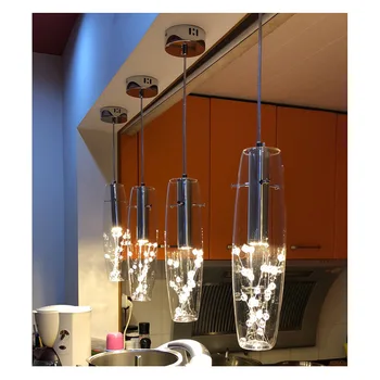 Modernus minimalistinis led restoranas šviesos 3 valgomasis krištolo sietynas, stiklo vienu vadovas, kūrybos dekoratyvinis liustra