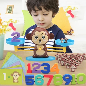 Montessori Matematikos Rungtynės Žaidimas gyvūnų balansas tarybos Žaislai Monkey Mažylis Pusiausvyros Skalės Skaičius Balansas Žaidimai vaiko Mokymosi Žaislas