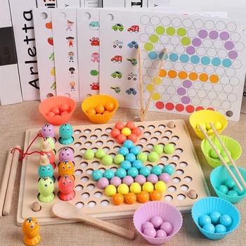 Montessori Mediniai Švietimo Žaislai Smegenų Mokymo Įrašą Žvejybos Karoliukai Įspūdį Valdybos Matematikos Žaidimas Atminties Šachmatų Kalėdos Žaislai Berniukas Mergaičių