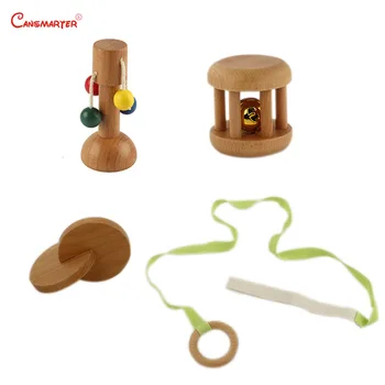 Montessori Nustatyti Žaislai Dešiniojo Smegenų Lavinti Kūdikio Jutimo Dollio Bell Diskai Namo Anksti Švietimo Žaislas Saugus Mediena, Bukas Žaidimas LT070-3