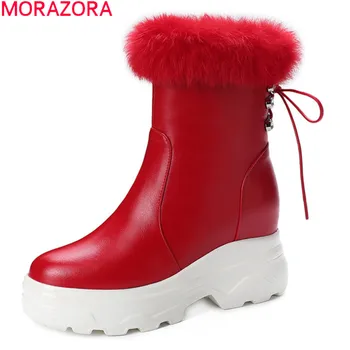 MORAZORA 2021 Naują atvykimo moterų batai aukštos kokybės pu odos sniego batai žiemą laikyti šiltai platformos batai ponios batai