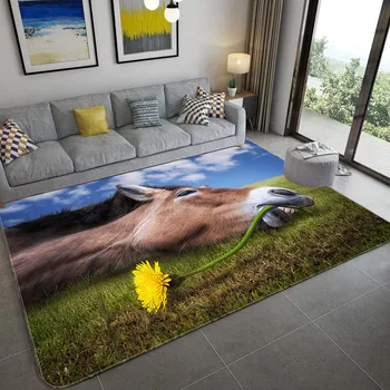 Mordern Salonas Arklių Plotas Pledai Flanelė Anti-slip Miegamasis Kilimas Naktiniai Floormat Didelė svetainė 3D Kilimai Namų dekoro