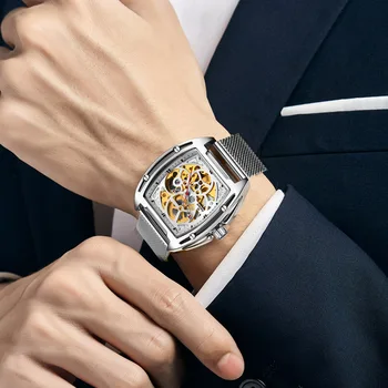 MOSIKAVIMAS 2020 Mechaninis laikrodis Vyrams, Aukso Automatinis laikrodis su Akies Apyrankė Prabanga Vandeniui Sporto Skeletas Tourbillon Laikrodis