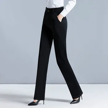 Moterims, Juodos Kelnės 2020 M. Pavasario Vasaros Atsitiktinis Aukšto Juosmens OLIS Tiesios Kelnės Biuro Visas Ilgis Kelnės Pantalon Femme Plius Dydis