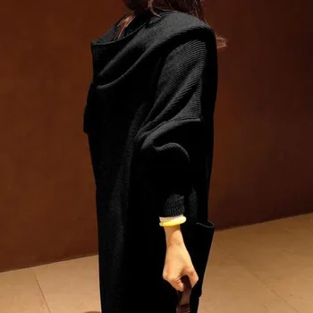 Moteris Megztinis Moteriška Rudens-Žiemos Korėjos Retro Prarasti Ilgomis Rankovėmis Megztinis Knited Megztinis Su Gobtuvu