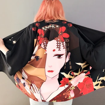 MOTERIŠKI Kimono Megztinis Japonijos Streetwear Haori Moterų Obi Cosplay Japonų Kimono Drabužiais Haori Moterų Geiša Drabužių FF2004
