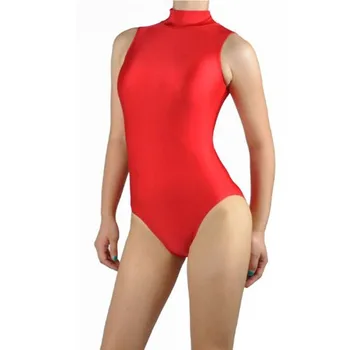 Moteriški Raudona Baleto Triko Jumpsuits Merginos Lycra Spandex Trumpas Rankovės Leotard Joga Dėvėti Viršūnės
