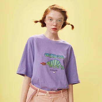 Moterys Vasarą T-shirt Medvilnės Expiroe Išspausdintas Ponios Medvilnės Raudonos Marškinėliai, Topai Įgulos Apykaklę, Trumpas Rankovės Mados Dizaino 2018