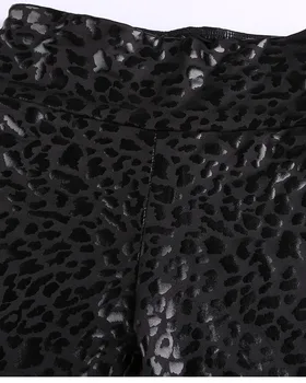 Moterų Antblauzdžiai Atsitiktinis Leopardas Spausdinti Dirbtiniais Odos Aukštos Juosmens Tampri Poilsiu Kelnes Apranga Sportiškas Sweatpants Streetwear Kelnės