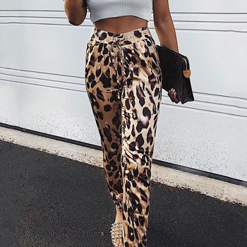 Moterų Aukšto Juosmens Leopardas Spausdinti Kelnes Elegantiškas harajuku Kelnės Ponios Šalies mados Kelnės pantalon femme streetwear