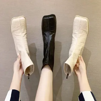 Moterų batai batai 2020 naujų rudens storas kulnas ruožas 