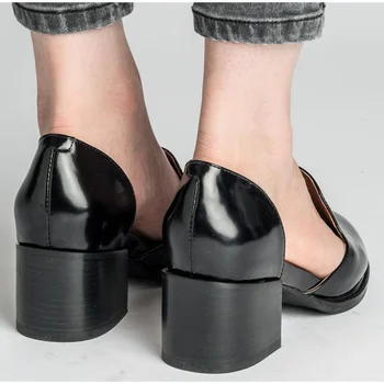 Moterų batai seksualus lakinės odos stambusis kulniukai siurbliai ponios nurodė toe platforma juodi batai plius dydžio avalynę zapatos mujer