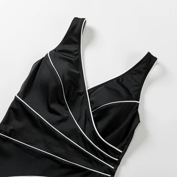 Moterų Dryžuotas Dizainas Gilia V Lieknėjimo maudymosi Kostiumėliai, Mažas Samtelis Grįžta vientisi maudymosi kostiumėlį Plius Dydis Maudymosi Kostiumas