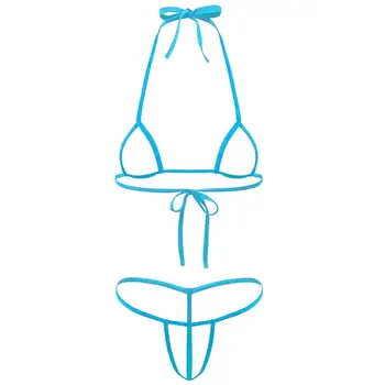 Moterų Erotiniai Micro Tuščiaviduriai Iš Bikini apatinis Trikotažas Nustatyti Apynasrio Kaklo Savarankiškai kaklaraištis Bra Top su G-String Kelnaičių Seksualus Apatiniai, Bikini Komplektas